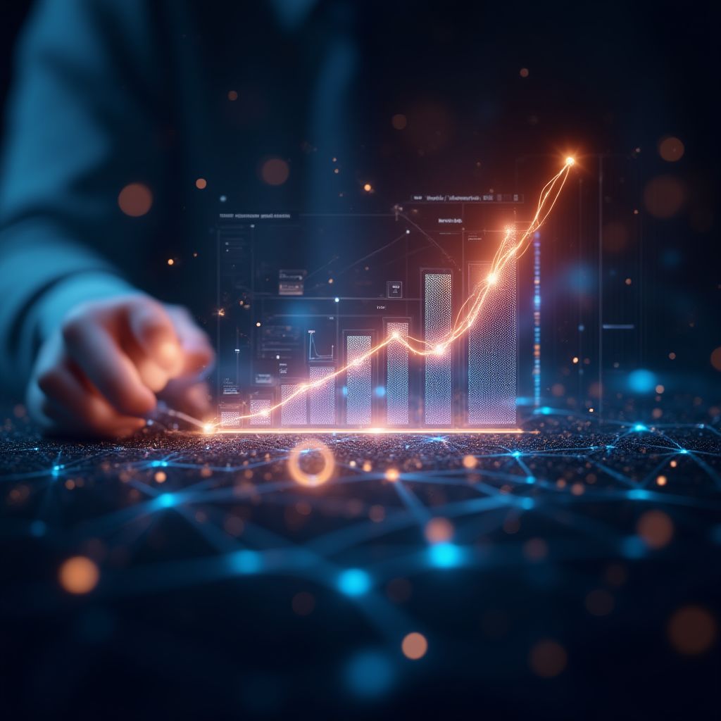 Soyut teknoloji ve vizyonu temsil eden holografik bir görüntü